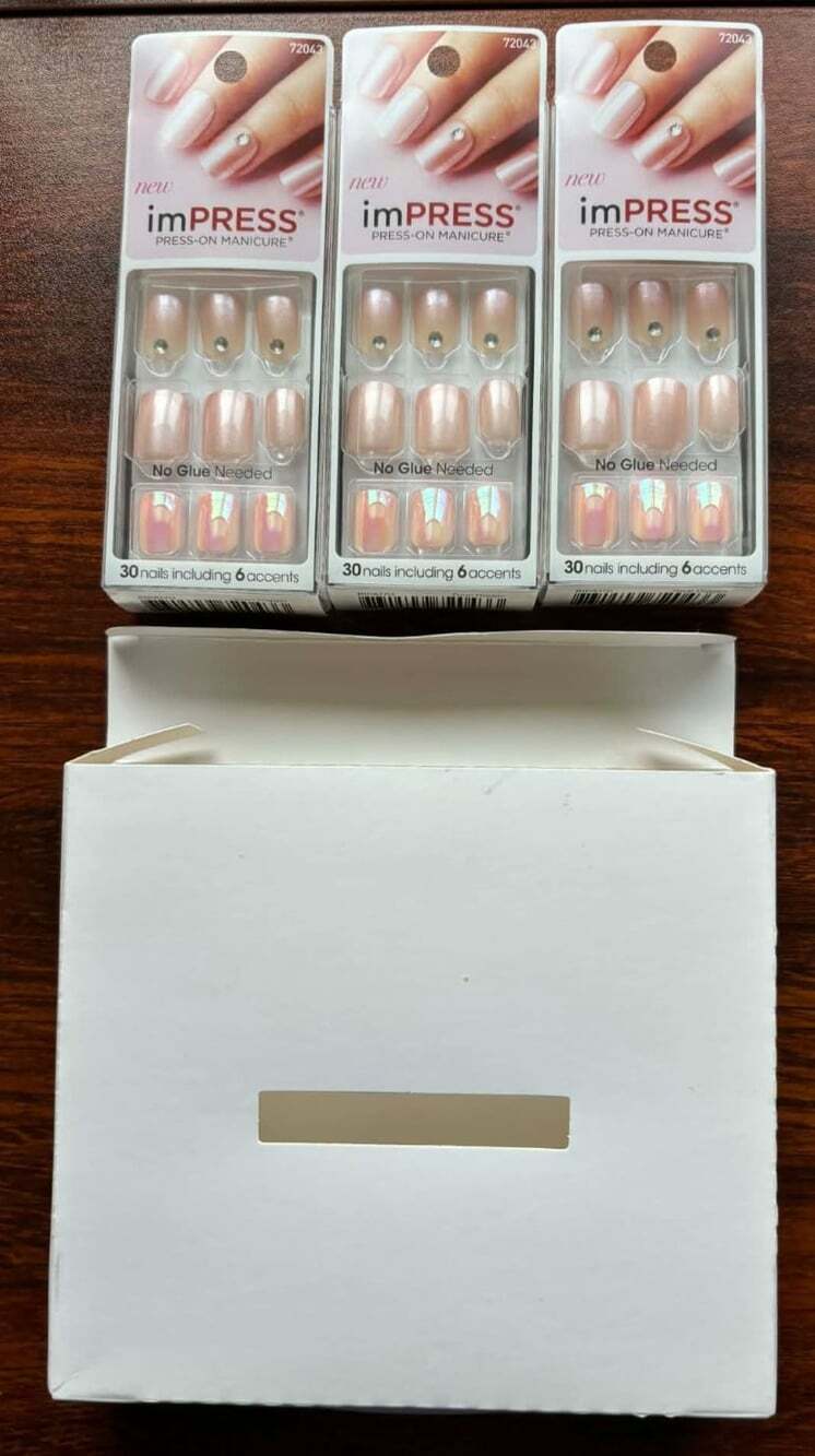 imPRESS Press On Manicure BIPA170 Goal Digger Light Pink Sparkles Gem Lot of 3